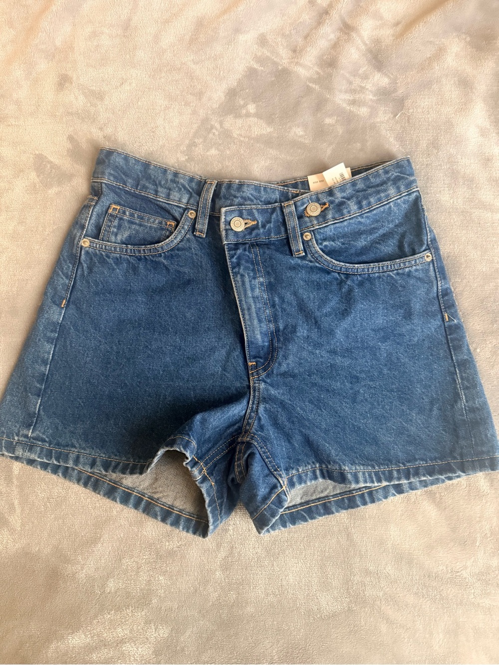 ZARA Denim Mom Fit Bermuda Shorts - Classic Blue
